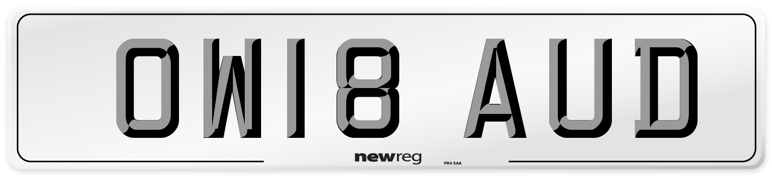 OW18 AUD Number Plate from New Reg